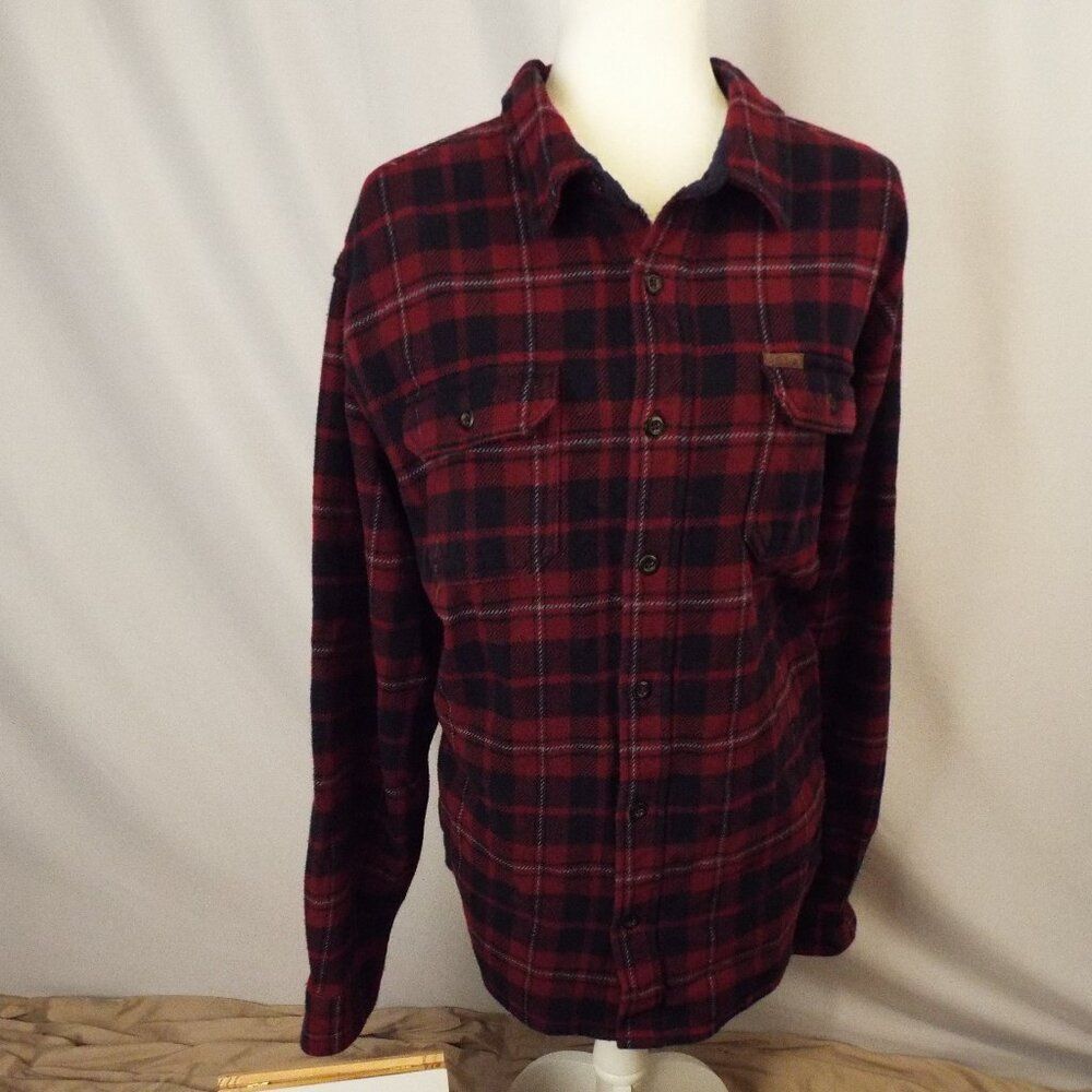 Orvis Red and Blue Plaid Casual Button Down Shirt